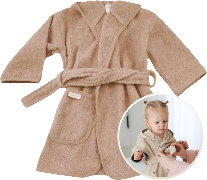 Badjas 0-12 Maanden Baby Badjas, Badjas Kinderen, Peuterbadjas - 100% Katoenen Badstof - Zacht en Absorberend - Perfect na Zwemmen, Douchen of Badderen - Ideaal als Cadeau voor Baby’s en Kinderen från Funnies i Pinkstone – produktbild