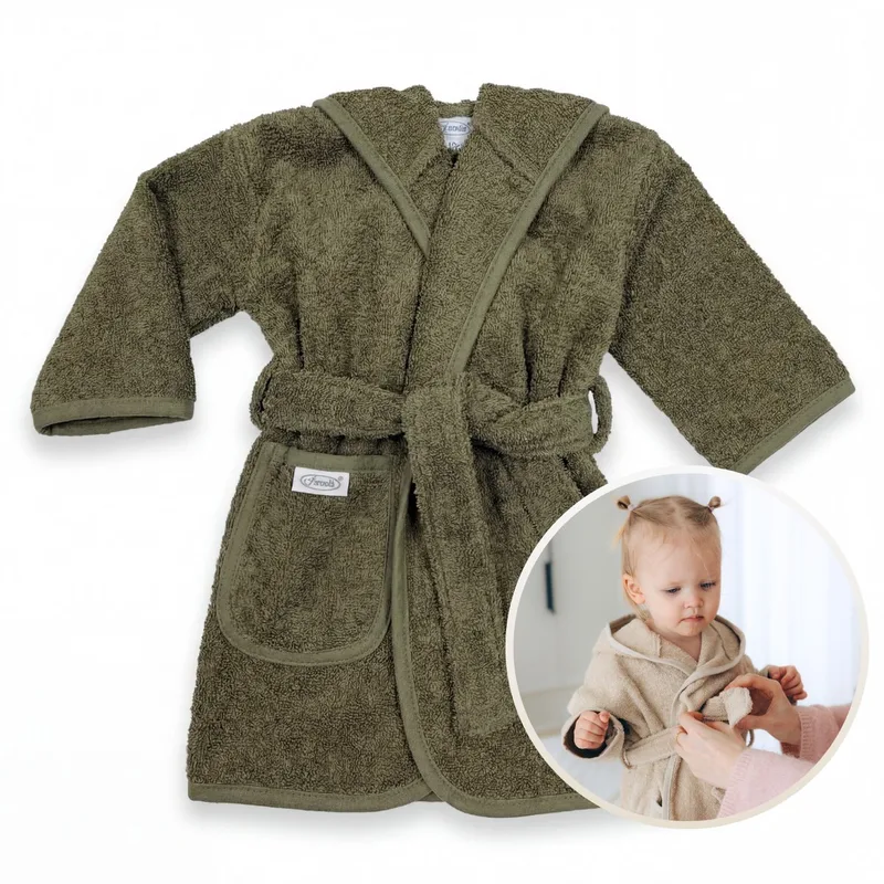 Badjas 0-12 Maanden Baby Badjas, Badjas Kinderen, Peuterbadjas - 100% Katoenen Badstof - Zacht en Absorberend - Perfect na Zwemmen, Douchen of Badderen - Ideaal als Cadeau voor Baby’s en Kinderen från Funnies i Forest – produktbild