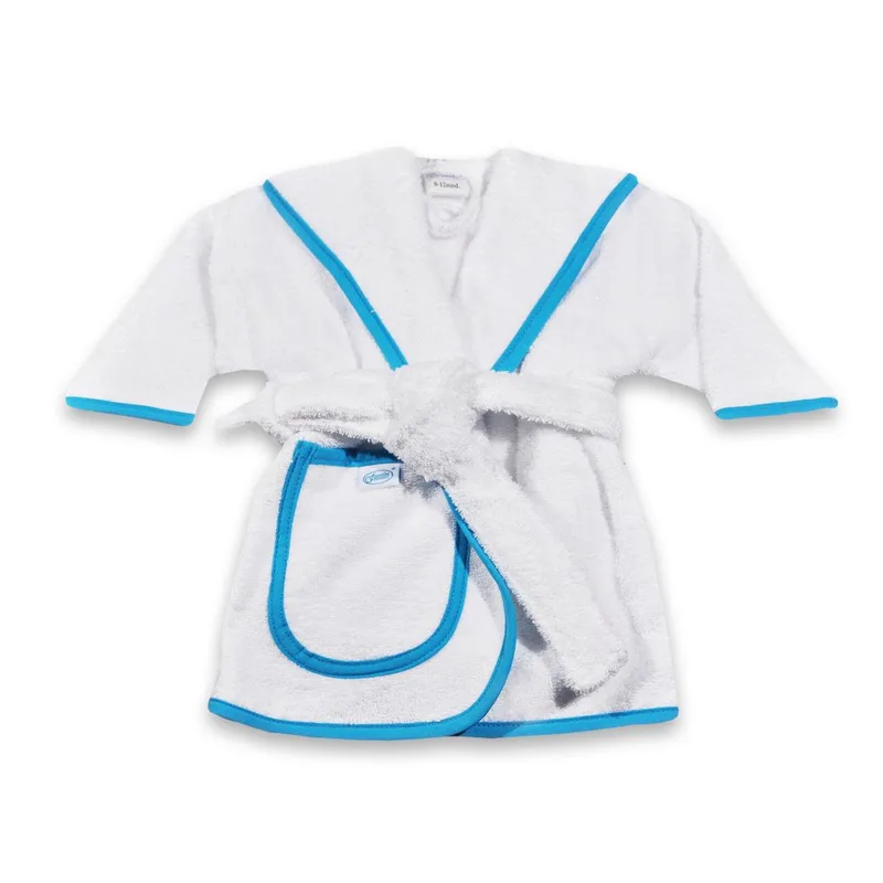 badjas - 0 tot 12 maanden wit/turquoise van Funnies in Wit – productfoto