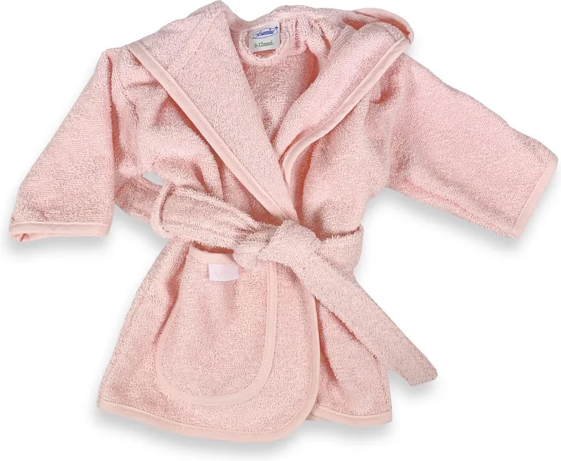 badjas | funnies badjas | badjas 1-2 jaar | 100% zuivere katoen, badstof | baby | na het zwemmen | na het douchen van Funnies in Blush – productfoto