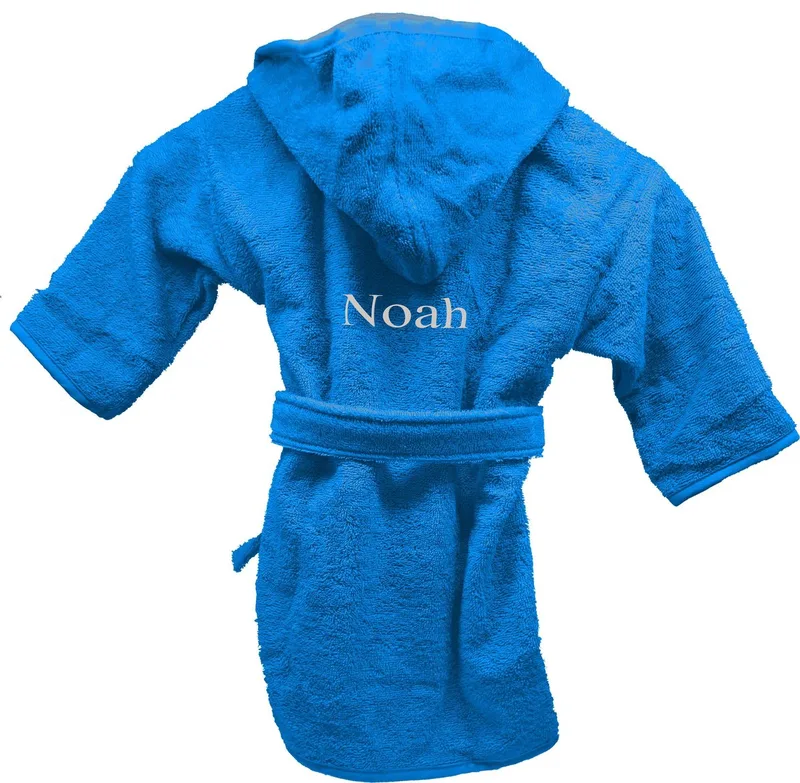 Badjas uni line 2-4jr - met GRATIS geborduurde naam by Funnies in Turquoise – product photo