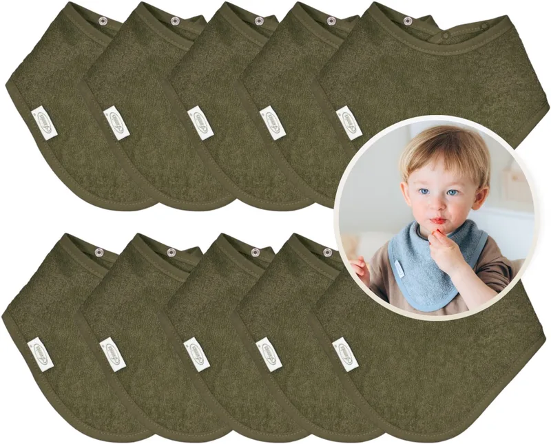 Bandana Slabbetjes 10 Stuks - Set van 10 Zachte Slabbetjes - Kwijldoekjes - Spuugdoekjes - Gemaakt van 100% Katoenen Badstof - Absorberend, Zacht en Makkelijk Wasbaar - Ideaal voor Baby’s bij Voeden, Kwijlen en Spugen by Funnies in Forest – product photo