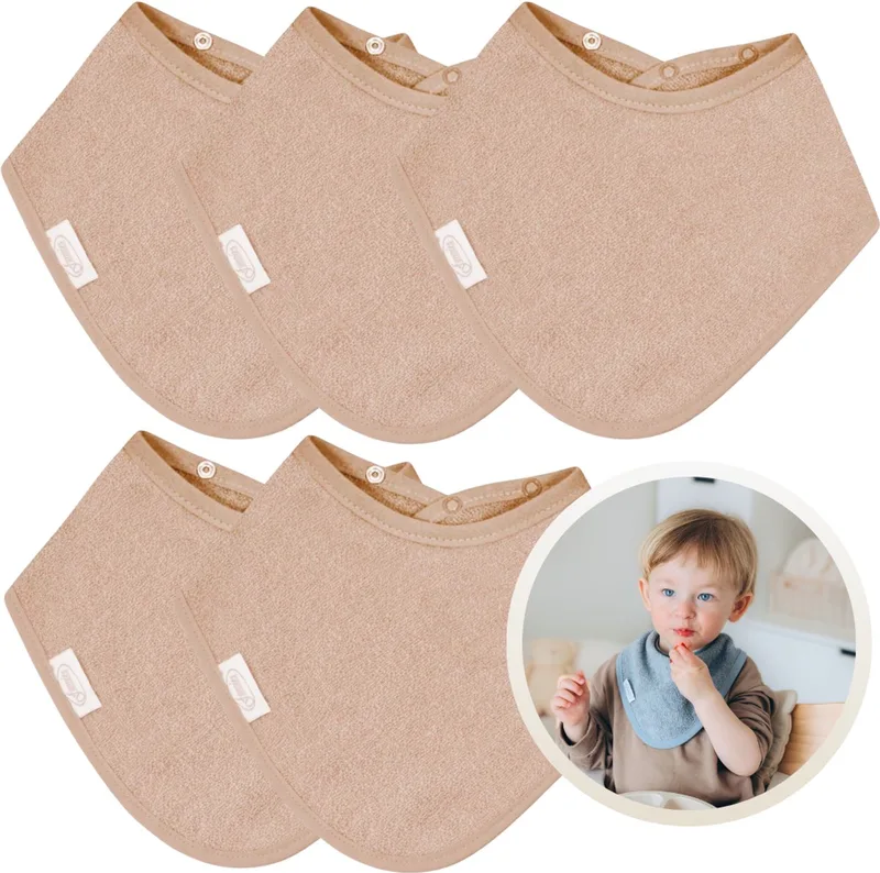 Bandana Slabbetjes 5 Stuks - Set van 5 Zachte Slabbetjes - Kwijldoekjes - Spuugdoekjes - Gemaakt van 100% Katoenen Badstof - Absorberend, Zacht en Makkelijk Wasbaar - Ideaal voor Baby’s bij Voeden, Kwijlen en Spugen de Funnies en Pinkstone – photo produit