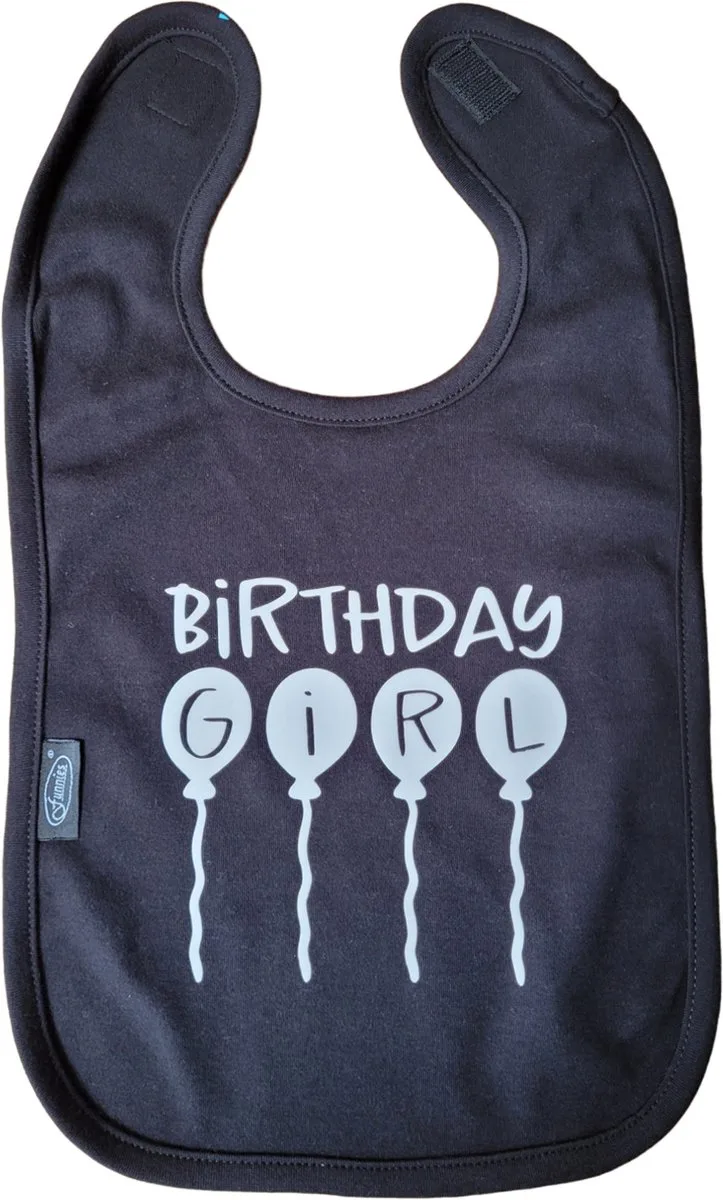 Birthday girl - slab - verjaardag - geschenk - baby - peuter- knoeien by Funnies in Zwart – wit – product photo