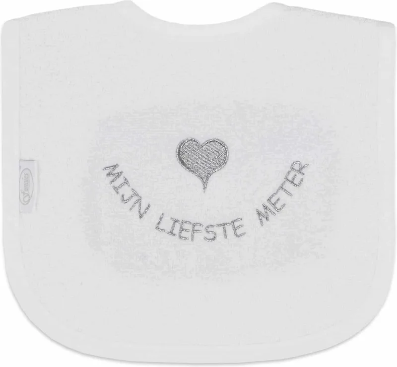 geborduurd tekst slabbetje: Mijn liefste meter by Funnies in White – product photo