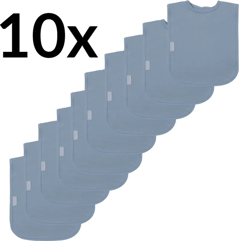 Interlock Slabben 10-Pack - Set van 10 Zachte Slabbetjes - Slabbers - Kwijldoekjes - 25x40 cm - Gemaakt van Duurzaam Katoen - Absorberend en Makkelijk Wasbaar - Ideaal voor Voeden en Kwijlen van Funnies in Grey Blue – productfoto