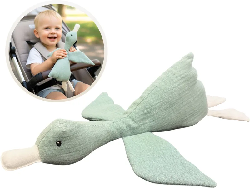 Knuffel Eend 34cm - Zachte Baby Knuffel van 100% Katoen - Knuffeltje - Wasbare Knuffel voor 0+ Jaar - Comfort Speelgoed voor Kinderkamer & Wieg - 1 Jaar, 2 jaar, 3 jaar, 4 jaar, 5 jaar de Funnies en Stone Green – photo produit