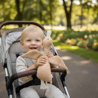 Knuffel Eend 34cm - Zachte Baby Knuffel van 100% Katoen - Knuffeltje - Wasbare Knuffel voor 0+ Jaar - Comfort Speelgoed voor Kinderkamer & Wieg - 1 Jaar, 2 jaar, 3 jaar, 4 jaar, 5 jaar fra Funnies i Creme – produktbillede 3 af 3