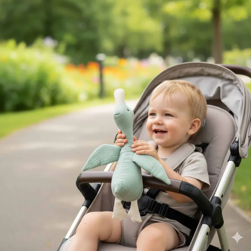 Knuffel Eend 34cm - Zachte Baby Knuffel van 100% Katoen - Knuffeltje - Wasbare Knuffel voor 0+ Jaar - Comfort Speelgoed voor Kinderkamer & Wieg - 1 Jaar, 2 jaar, 3 jaar, 4 jaar, 5 jaar by Funnies in Stone Green – product photo 3 of 3