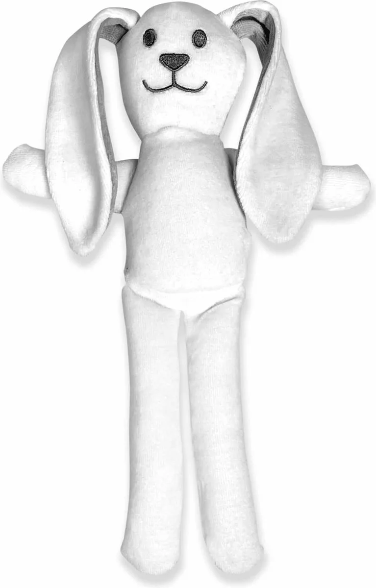 Knuffel Konijntje Kaya met rammelgeluid Funnies van Funnies in Wit – productfoto