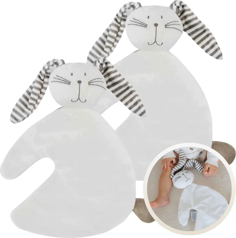 Knuffeldoekje Knuf Wit 2-Pack - Set van 2 Zachte Knuffeldoekjes, Troostdoekjes, Babydoekjes - Gemaakt van 100% Polyester - Heerlijk Zacht en Comfortabel - Perfect als Troostvriendje of Cadeau voor Baby’s en Peuters by Funnies in Konijn – product photo