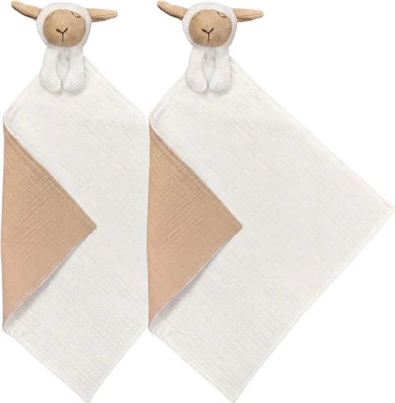 Knuffeldoekje Luna Knuf 2-Pack - Set van 2 Zachte Knuffeldoekjes, Troostdoekjes, Babydoekjes - Heerlijk Zacht en Comfortabel - Perfect als Troostvriendje of Cadeau voor Baby’s en Peuters de Funnies en Schaap – photo produit