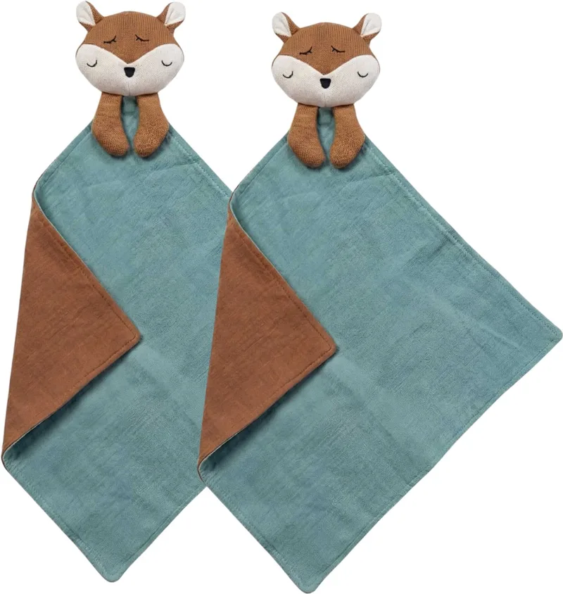 Knuffeldoekje Riva Knuf 2-Pack - Set van 2 Zachte Knuffeldoekjes, Troostdoekjes, Babydoekjes - Heerlijk Zacht en Comfortabel - Perfect als Troostvriendje of Cadeau voor Baby’s en Peuters de Funnies en Vos – photo produit