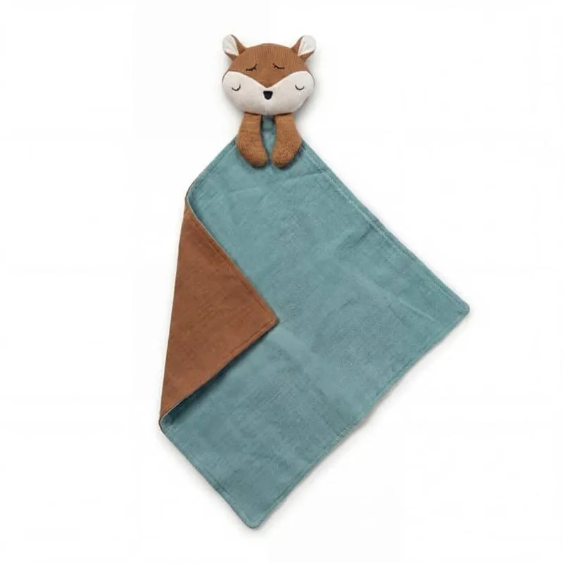 Knuffeldoekje Riva Knuf - Zachte Knuffeldoekjes, Troostdoekjes, Babydoekjes - Heerlijk Zacht en Comfortabel - Perfect als Troostvriendje of Cadeau voor Baby’s en Peuters - 100% katoen de Funnies en Marron – photo produit