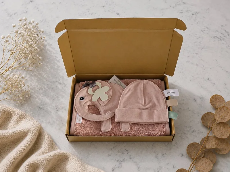 Luxe Kraamcadeau Baby Meisje – Mutsje, Slab en Speendoekje – 100% Katoen – Kraamcadeau – Origineel babyshower cadeau / Kraamcadeau de Funnies en Rose – photo produit