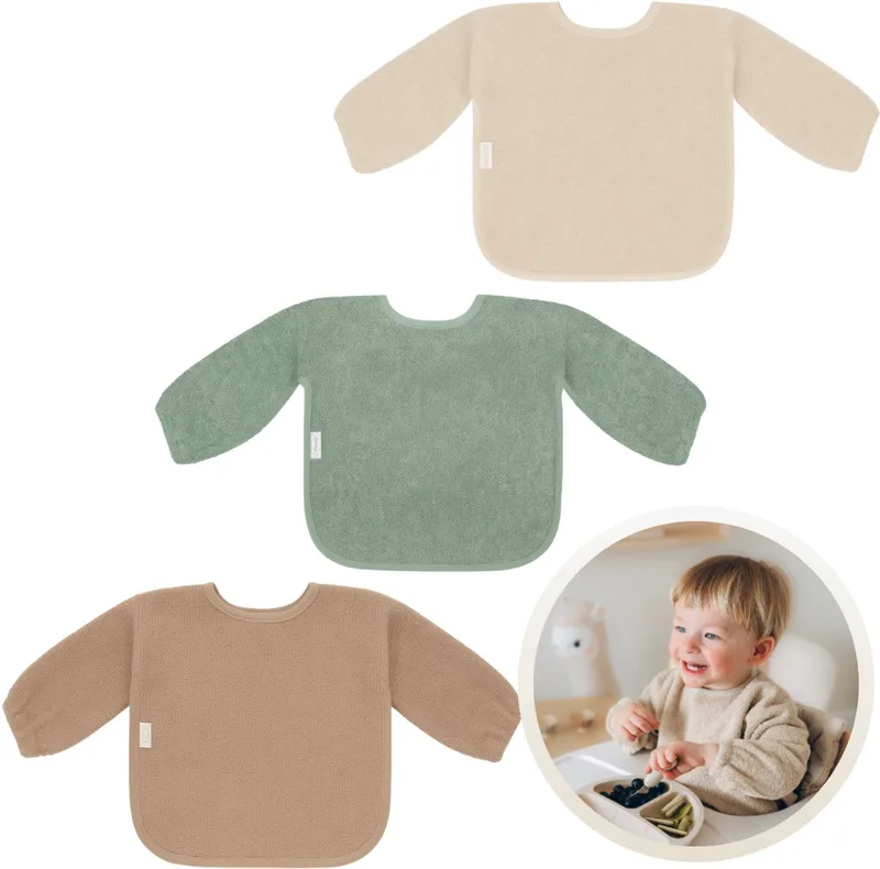 Slab met Mouwen 3-Pack voor baby's - 100% Katoenen Badstof by Funnies in Aardetinten – product photo