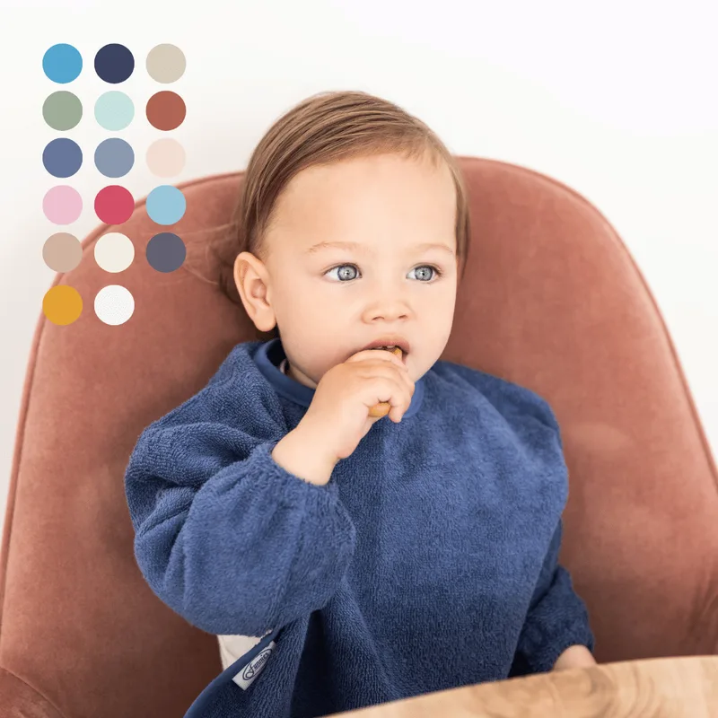 Slab met Mouwen - Zachte Slab voor Baby’s - 100% Katoenen Badstof - Makkelijk Wasbaar in de Wasmachine - Slabbetjes, Kwijlslab, Schort, Kliederschort, Eet- en Speelslab - Ideaal voor Eten, Knutselen en Spelen by Funnies in Stone Green – product photo 2 of 3