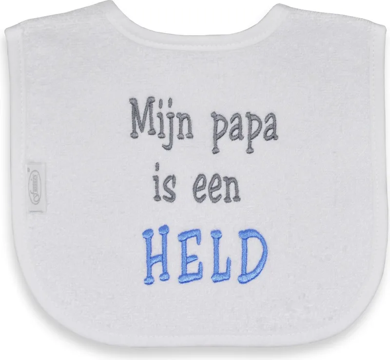 Slab: Mijn Papa is een held från Funnies i Wit met gekleurde tekst – produktbild