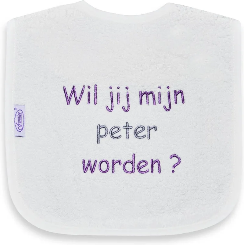Slab - Wil jij mijn Peter worden? van Funnies in Ecru met paars, Grijse tekst – productfoto