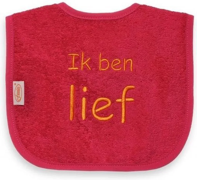 Slabber Ik Ben Lief Junior 40 Cm Katoen från Funnies i Rosa – produktbild