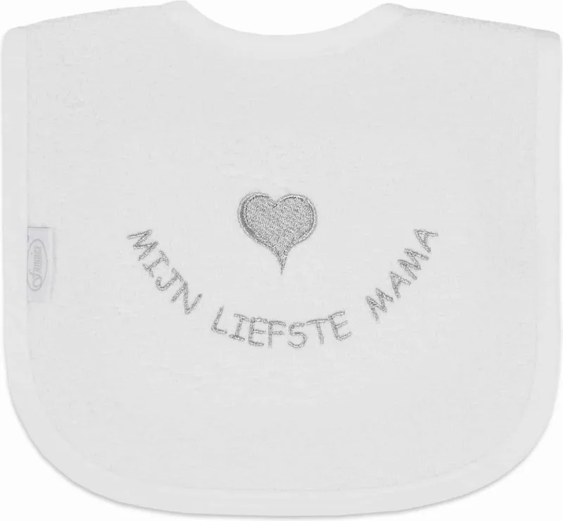 slabbetje Mijn Liefste Mama Wit/Zilver by Funnies in White – product photo