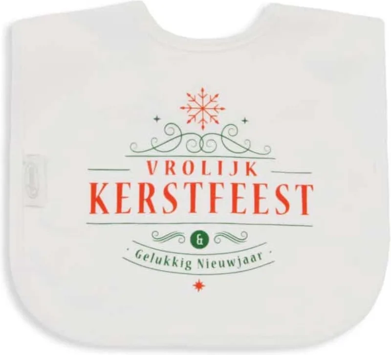 slabbetje Vrolijk Kerstfeest - 100% katoenen tricot by Funnies in White – product photo