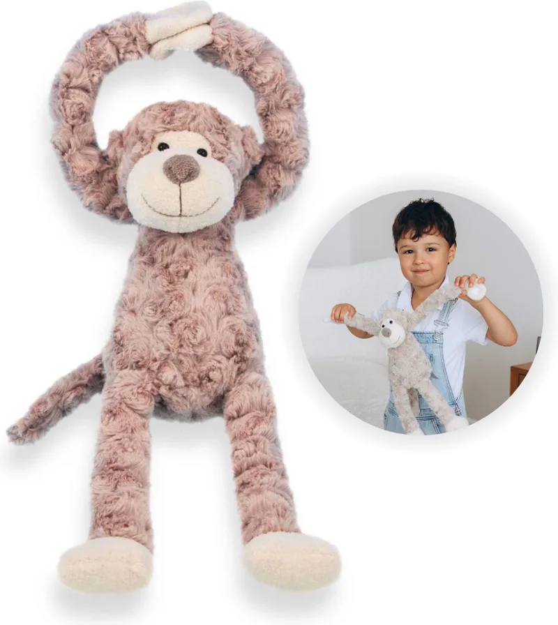 Slingeraap 45 cm - Zachte Knuffelaap, Knuffel, Knuffeldier - Pluche Speelgoed - Schattige Knuffelvriend voor Baby’s en Peuters - Ideaal als Troost Pop, Knuffelbeest of Cadeau van Funnies in Crème – productfoto