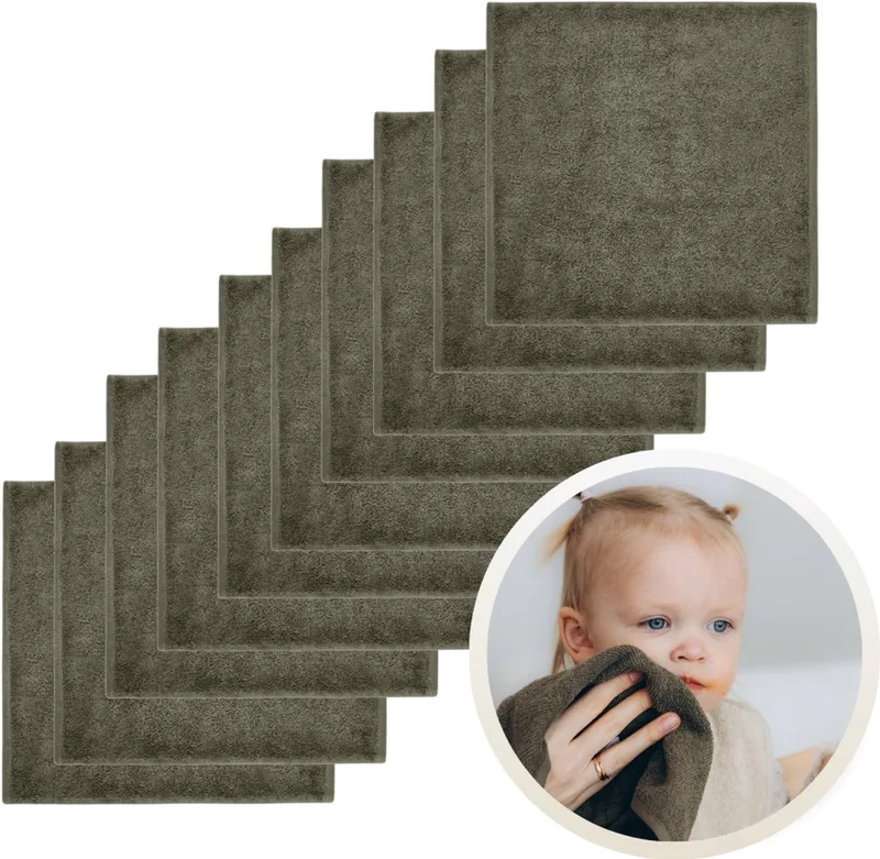 Spuugdoekjes 10-Pack - Set van 10 Zachte Spuugdoeken, Monddoekjes, Kwijldoekjes - 30x30 cm - 100% Katoenen Badstof - Absorberend, Sneldrogend en Zacht - Wasmachinebestendig - Perfect voor Gevoelige Babyhuid bij Voeden en Kwijlen by Funnies in Forest – product photo
