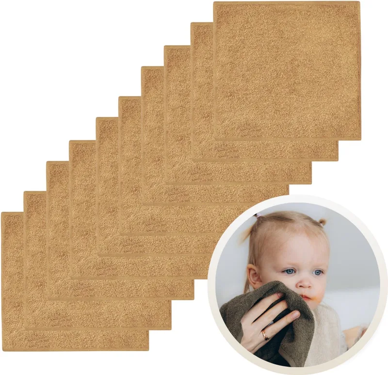 Spuugdoekjes 10-Pack - Set van 10 Zachte Spuugdoeken, Monddoekjes, Kwijldoekjes - 30x30 cm - 100% Katoenen Badstof - Absorberend, Sneldrogend en Zacht - Wasmachinebestendig - Perfect voor Gevoelige Babyhuid bij Voeden en Kwijlen by Funnies in Sand – product photo