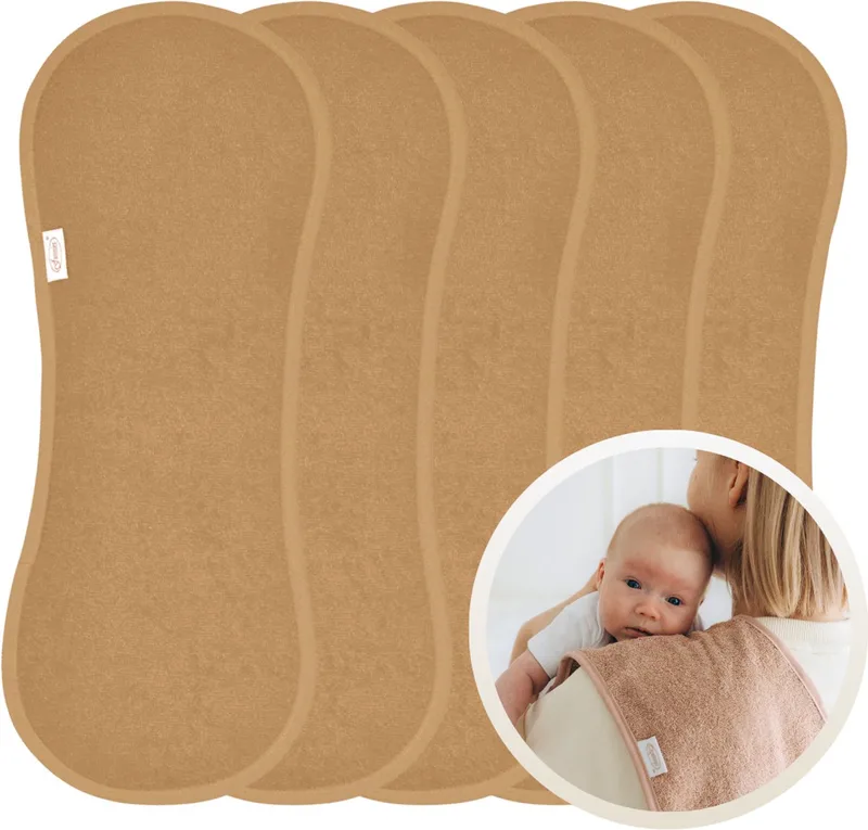 Spuugdoekjes 5 Stuks - Set van 5 Zachte Spuugdoekjes - Monddoekjes - Kwijldoekjes - 20x55 cm - Absorberend en Zacht - 100% Katoenen Badstof - Perfect voor na de Borstvoeding, Voeden en Bescherming van Kleding by Funnies in Sand – product photo