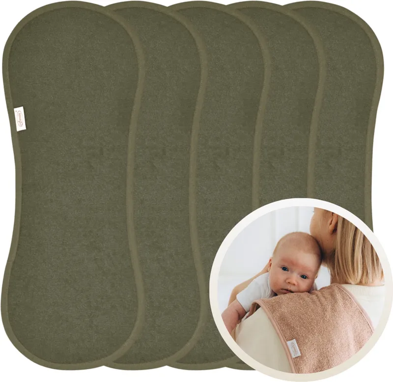 Spuugdoekjes 5 Stuks - Set van 5 Zachte Spuugdoekjes - Monddoekjes - Kwijldoekjes - 20x55 cm - Absorberend en Zacht - 100% Katoenen Badstof - Perfect voor na de Borstvoeding, Voeden en Bescherming van Kleding de Funnies en Forest – photo produit