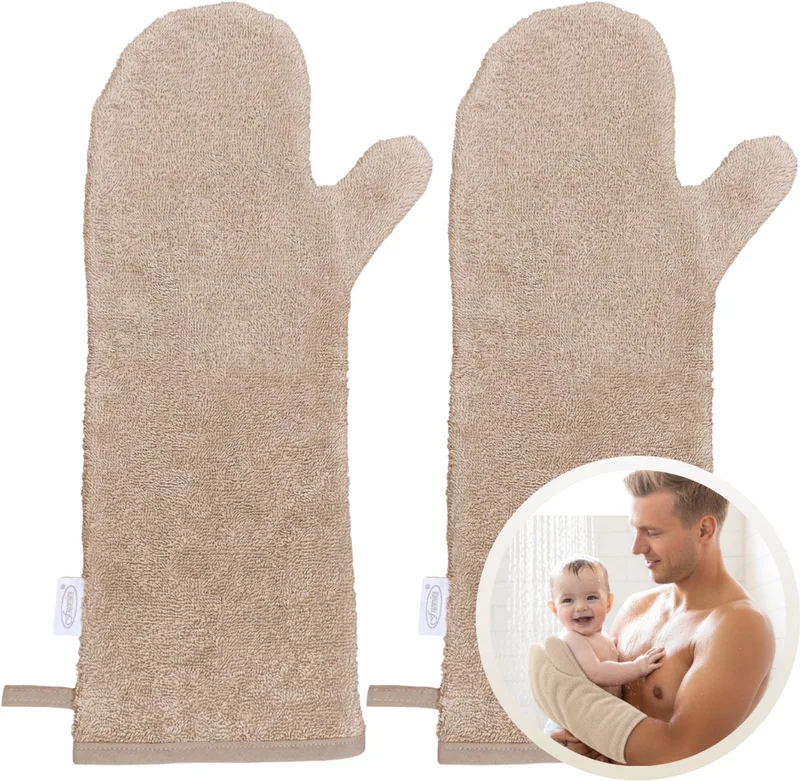Washandjes Baby 2-pack - Babywashandjes - 2 Stuks - Origineel Kraamcadeau - Lange Baby Washand van Funnies in Pinkstone – productfoto