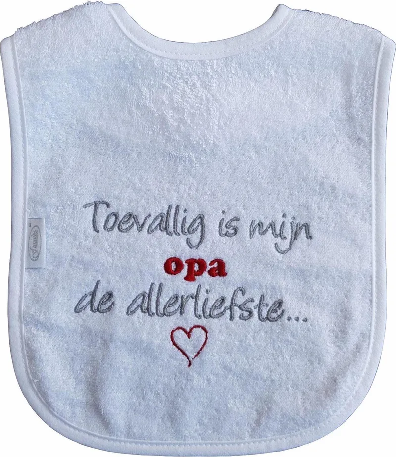 Witte slab met "Toevallig is mijn opa de allerliefste" von Funnies in Weiß – Produktfoto