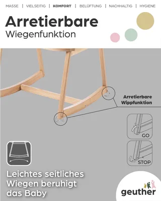 Babybett Schaukelwiege Rattan Rocker von Geuther in Beige, Gold – Produktfoto 4 von 5