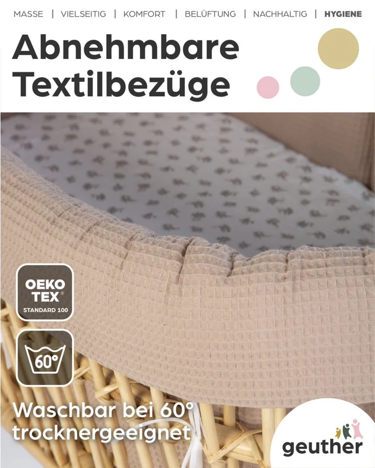 Babybett Schaukelwiege Rattan Rocker von Geuther in Beige, Gold – Produktfoto 5 von 5