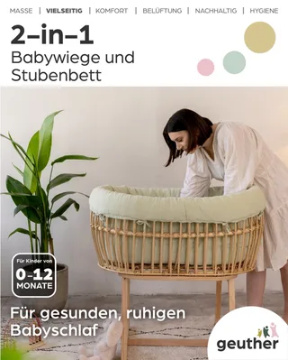 Babybett Schaukelwiege Rattan Rocker von Geuther in Beige, Gold – Produktfoto 3 von 5