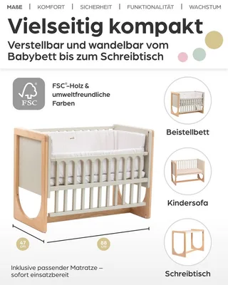 Beistellbett HATO inkl. Matratze Babybett in Natur von Geuther – Produktfoto 2 von 4