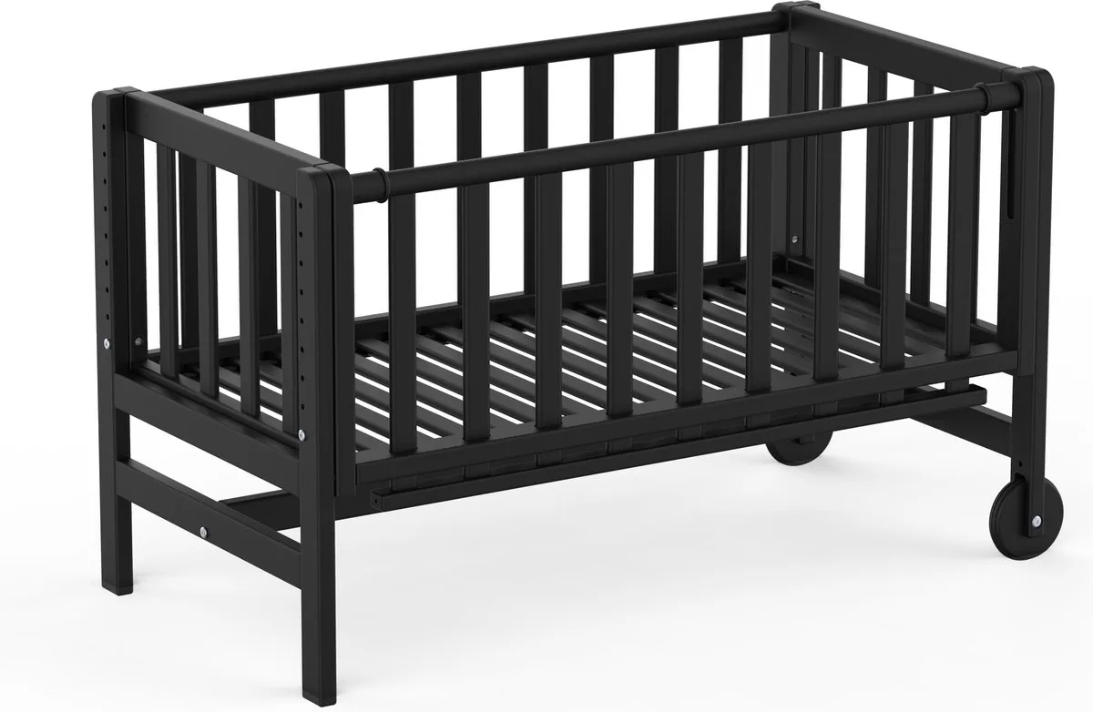 Betty Co-Sleeper, Aanschuifbed, Wieg - Met Wielen - 45x90 cm - Babybedje tot 9 kg - Massief beukenhout från Geuther i Svart – produktbild
