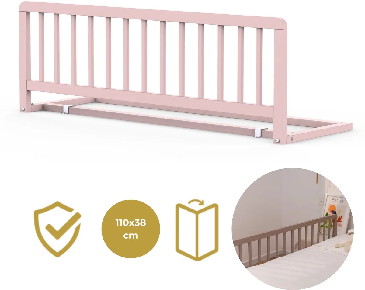 Houten Bedhekje | Bedrail | Lissi | Veiligheidshekje | 110x38cm van Geuther in Roze – productfoto