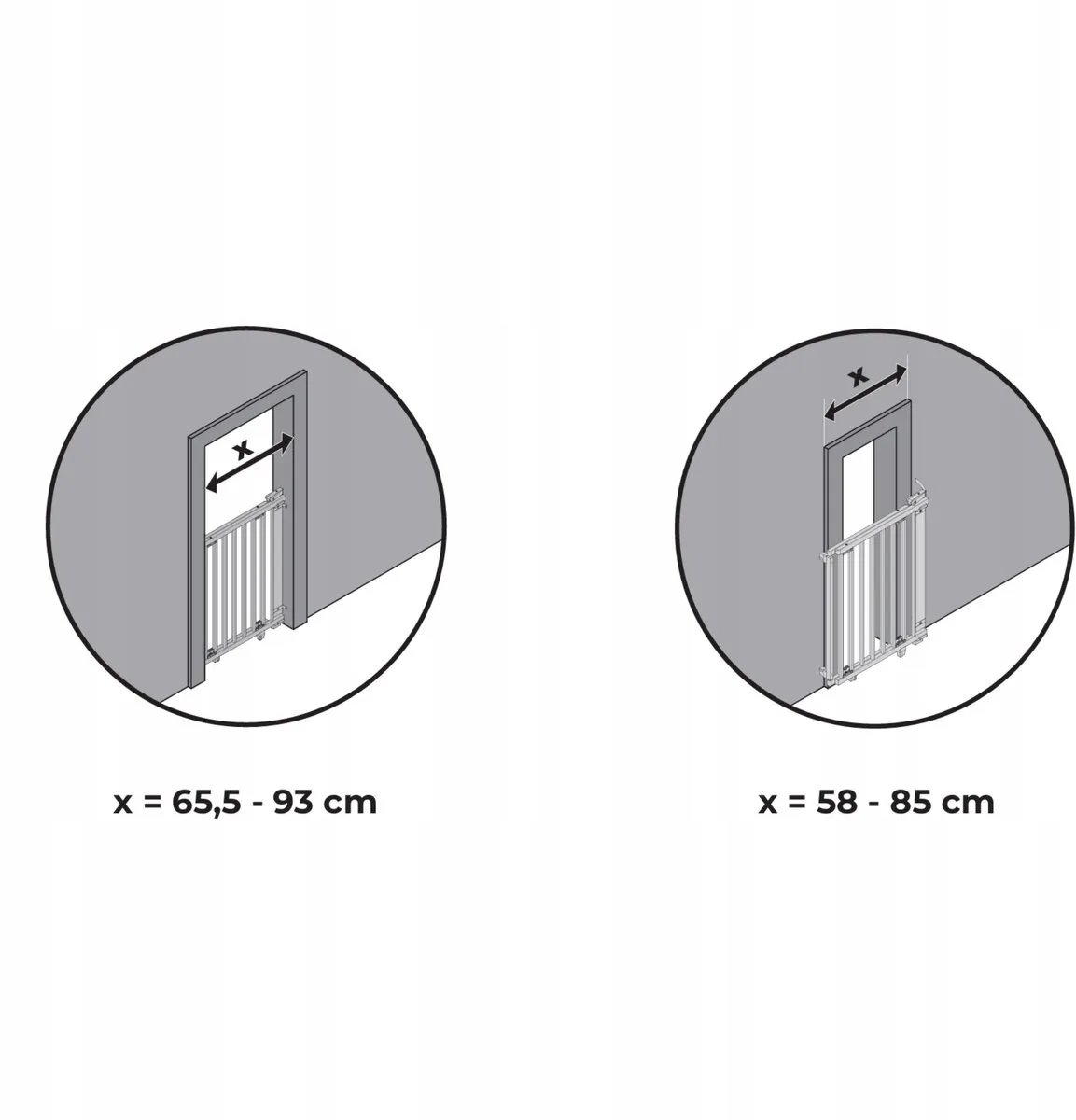 Traphekje Oris 2732+ 58 - 93 cm - Schroefhekje - Schroefbevestiging - Zwart - Wit - Hout - Uitschuifbaar - Draaibare muurbevestiging - Tweezijdige opening - Tweerichtings opening - Kinderbeveiliging - Eenhandige bediening van Geuther in Zwart, Wit, Hout – productfoto