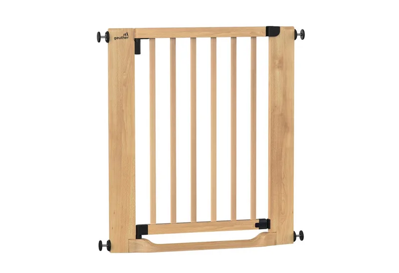 Treppenschutzgitter Easylock Flatstep Holz 71–133 cm, ohne Bohren Auto-Close flach Tritt, Treppenschutzgitter fra Geuther – produktbillede