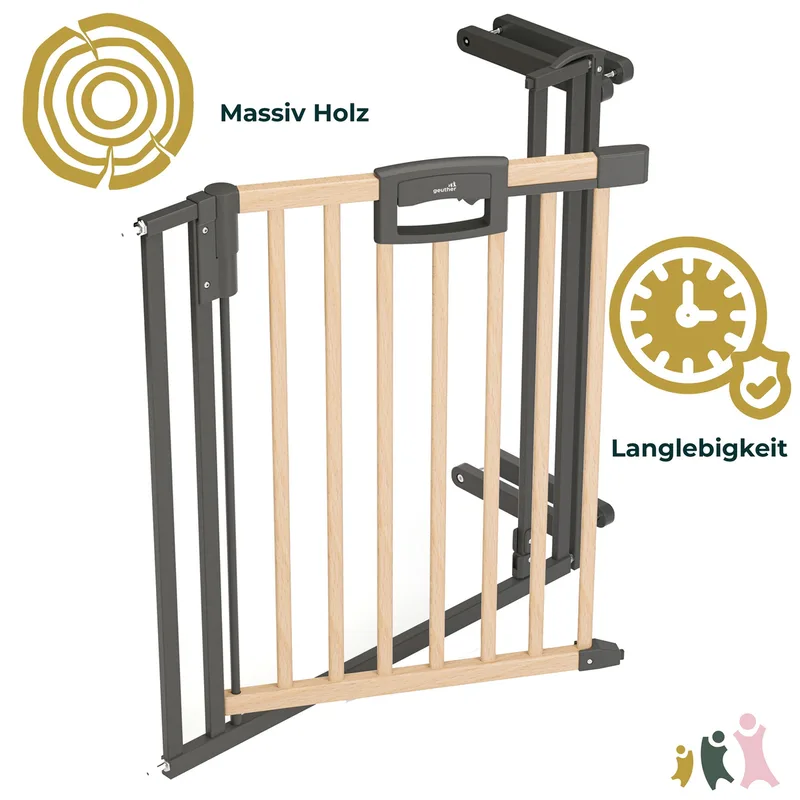 Treppenschutzgitter Easylock zum Klemmen 84,5-92,5 cm de Geuther en Naturel, 81,5 × 84,5 mm – photo produit 2 sur 3