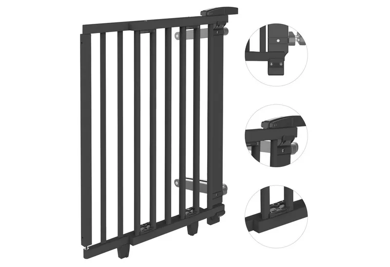 Treppenschutzgitter Oris zum Bohren 67-135 cm Schwarz, Für Erwachsene leicht zu öffnen fra Geuther – produktbillede