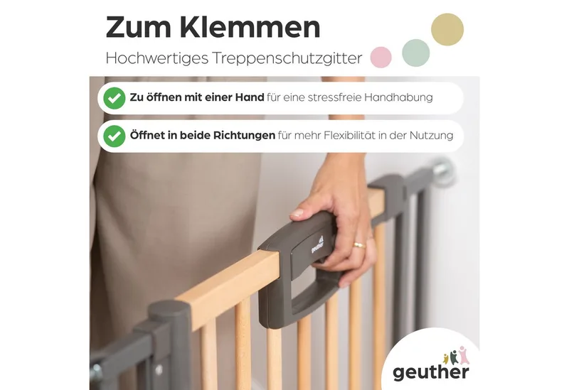 Türschutzgitter Easylock Wood Plus, Auch als Treppenschutzgitter verwendbar de Geuther – photo produit 3 sur 5