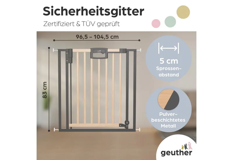 Türschutzgitter Easylock Wood Plus, Auch als Treppenschutzgitter verwendbar de Geuther – photo produit 2 sur 5