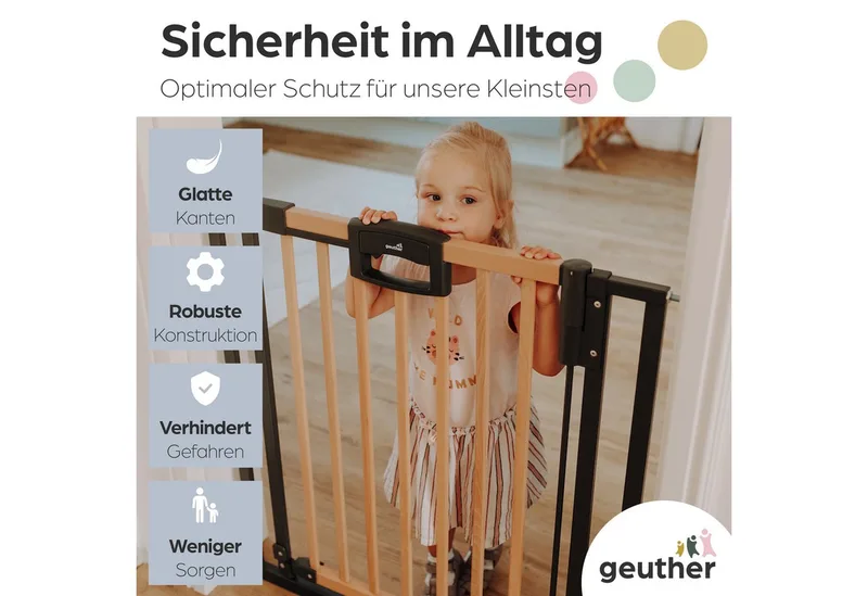 Türschutzgitter Easylock Wood Plus, Auch als Treppenschutzgitter verwendbar de Geuther – photo produit 4 sur 5