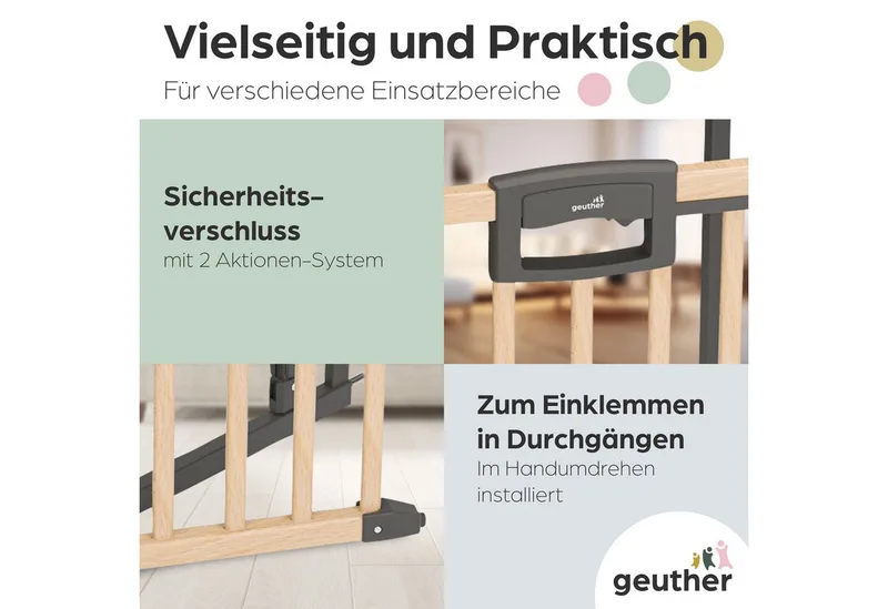 Türschutzgitter Easylock Wood Plus, Auch als Treppenschutzgitter verwendbar de Geuther – photo produit 5 sur 5