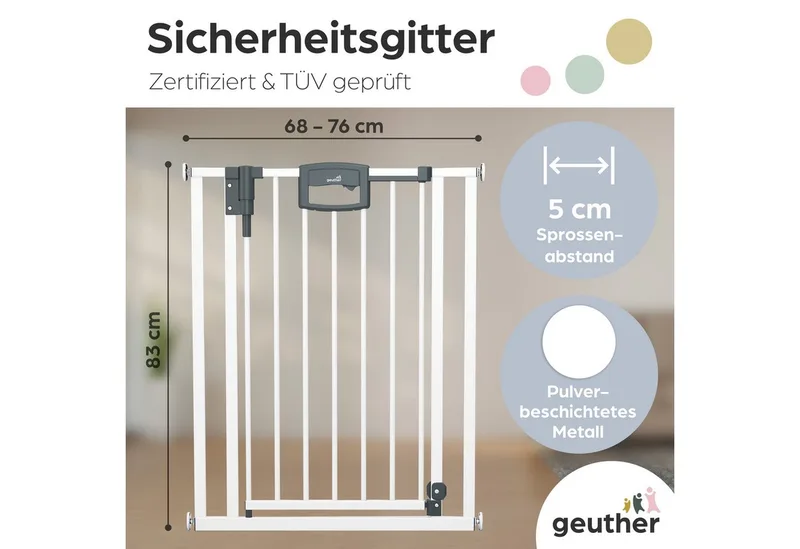 Türschutzgitter Türschutzgitter (1 St), Schutzgitter zum Klemmen - inkl. Türstopper van Geuther in Wit – productfoto 2 van 5