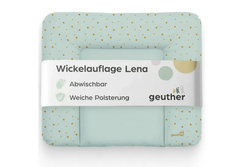 Wickelauflage Lena 85x75 cm, weich gepolstert & abwischbar, mit Sicherheitsrand, Made in Europe, abwischbar fra Geuther i Grün – produktbillede