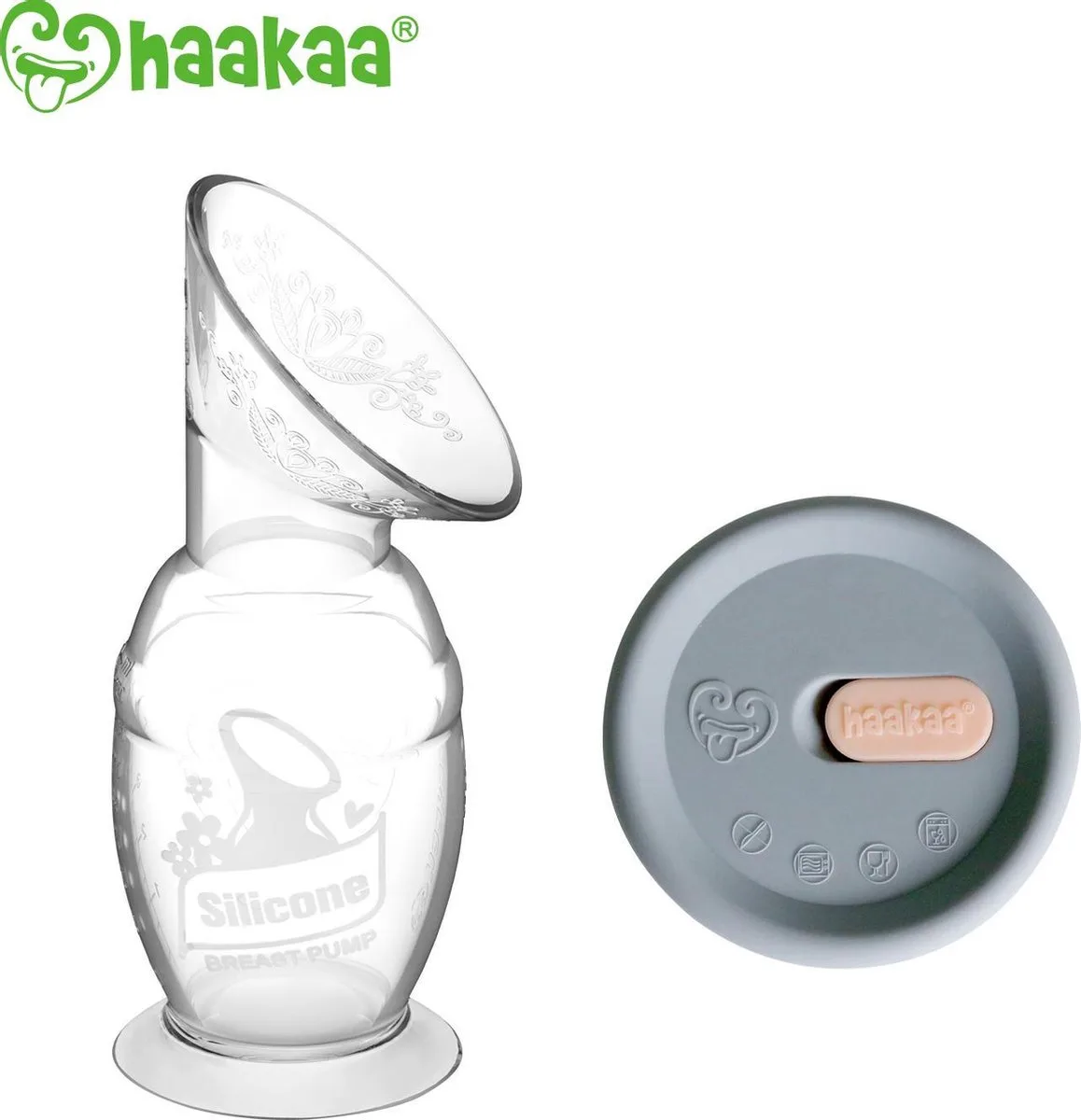 Siliconen Borstkolf - 150ml + siliconen deksel - Lekschaal de Haakaa en Transparent – photo produit